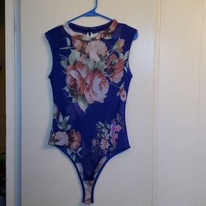 Sheer floral tank body suit